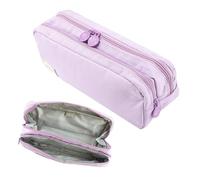Girls Pencil Case, Large Pencil Case Big Capacity, Pencil Bag with Compartments, Simple Pen Organiser, Black Zipit Pen Pouch, School Supplies for Office Makeup Teen Adults (Purple)