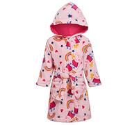 Girls Peppa Dressing Gown Kids Luxury Fleece Hooded Bathrobe Pink Housecoat with Belt Pink 18-24 Months