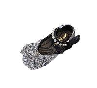 Girls Performance Dance Shoes with Crystal Embellishments Beads for Festive Occasions as well as Ballet Lessons Stage Performances, black, 3 UK