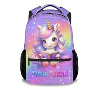 Girls Personalised Backpack - Custom Name Unicorn School Bag, Cute Rainbow Bookbag for Toddler, Preschool & Primary School