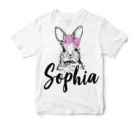 Girls Personalised Easter T Shirt - Add Your Childs Name to This Cute Easter Bunny Top - Easter Gifts for Her, White, 12-13 Years