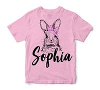 Girls Personalised Easter T Shirt - Add Your Childs Name to This Cute Easter Bunny Top - Easter Gifts for Her, Light Pink, 7-8 Years