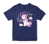 Girls Personalised Maths Day T Shirt Mathematics Superstar Unicorn Numbers Design - Classroom Learning School Tee, 5-6 Years, Maroon