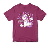 Girls Personalised Maths Day T Shirt Mathematics Superstar Unicorn Numbers Design - Classroom Learning School Tee, 5-6 Years, White