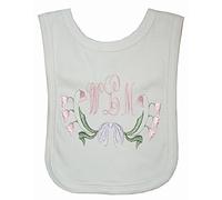 Girls Personalised Monogram Heirloom Bluebell Bib. (White)