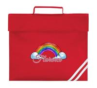 Girls Personalised Rainbow Book Bag with Custom Name for Back to School Primary Kids Reception Infants New Term Gift, One Size, Red