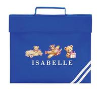 Girls Personalised Teddy Bears Book Bag with Custom Name for Primary Reception Infants Kids Back to School New Term Gift, One Size, Royal