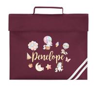 Girls Personalised Unicorns Book Bag Custom Name Back to School Reading Folder for Primary Kids Reception Infants, One Size, Maroon