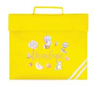 Girls Personalised Unicorns Book Bag Custom Name Back to School Reading Folder for Primary Kids Reception Infants, One Size, Yellow