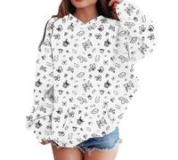 Girls Pettern Hoodie Oversized Pullover with Big Pocket Fashion Long Sleeve Hoodies Tops Designed Trendy Hoodies Tops Warm Hooded Jumper Long Sleeve Clothing (1-Grey, 8-9 Years)
