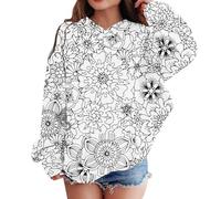 Girls Pettern Hoodie Oversized Pullover with Big Pocket Fashion Long Sleeve Hoodies Tops Designed Trendy Hoodies Tops Warm Hooded Jumper Long Sleeve Clothing (5-Black, 6-7 Years)