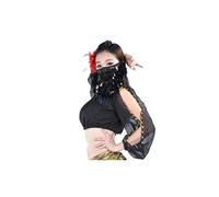 Girl's Phoenix tail piece Veil Belly Dance headveil Veil ornaments Headdress gauze scarf cover face gauze scarf, Black, One Size