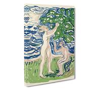 Girls Picking Apples By Edvard Munch Canvas Print | Gallery Wrapped 30mm Frame Wall Art | 30x20 inches | Ready to Hang | Contemporary Still Life Picture | Living Room Bedroom Lounge Office