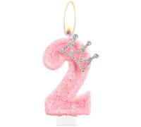 Girls Pink Crown Number 2 Candles,Number 2 Candle,Happy 2rd Birthday Cake Candle,Unique Sequins Glitter Pink Candles Cake Topper Decoration for Girls Birthday Party Wedding Anniversary Celebration