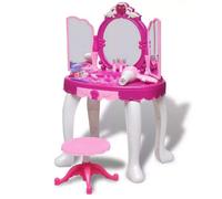 Girls Pink Glamour Musical Dressing Table - Kids Vanity Table With Stool, Mirror, Lights & Music - Play Set With Accessories