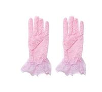 Girls Pink Lace Gloves Women Ladies Elegant Short Sun Protection Lace Gloves, Princess Dress Gloves for Wedding Dinner Party, Pink, Medium