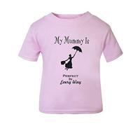 Girls Pink Mary Poppins Silhouette Personalised Embroidered T-Shirt with The Name of Your Choice. (Pink) (0-3 Months)