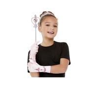Smiffys Pink Princess Kit Wand, Tiara & Gloves, Girls Fancy Dress, Princess Dress Up Accessories