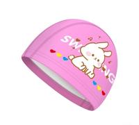 Girls Pink Swim Cap Cartoon Design Breathable Fit | Stretchy fit design, gently hugs little heads, comfortable for hours without pinching skin