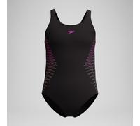 Girls Placement Muscleback Swimsuit Black/Peach - 11-12 Bright Peach 11-12