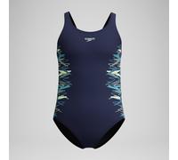 Speedo Girls Placement Muscleback Swimsuit Swimming Costume Peacoat/Pale Clover Size 11-12 Years