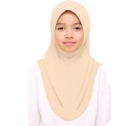 Girls Plain Islamic Hijab, Kids Instant Headscarf Readymade Pull On Scarf, No Pins Needed, Lightweight Soft & Durable, Ideal For Any Occassion School, Nursery, Sports, Prayer Hijab (Skin)