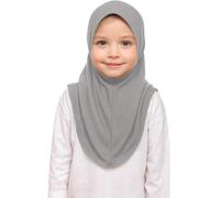 Girls Plain Islamic Hijab, Kids Instant Headscarf Readymade Pull On Scarf, No Pins Needed, Lightweight Soft & Durable, Ideal For Any Occassion School, Nursery, Sports, Prayer Hijab (Grey)