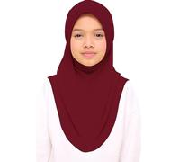 Girls Plain Islamic Hijab, Kids Instant Headscarf Readymade Pull On Scarf, No Pins Needed, Lightweight Soft & Durable, Ideal For Any Occassion School, Nursery, Sports, Prayer Hijab (Maroon)