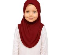 Girls Plain Islamic Hijab, Kids Instant Headscarf Readymade Pull On Scarf, No Pins Needed, Lightweight Soft & Durable, Ideal For Any Occassion School, Nursery, Sports, Prayer Hijab (Maroon)