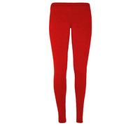 Girls Plain Leggings Kids Children Teen Basic Stretchy Full Length Red 11-12 Years
