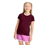 Girls Plain T-Shirt 100% Cotton Kids Crew Neck Short Sleeve School PE Basic Summer Tee Top Wine 5-6 Years
