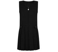 Girls Pleated School Pinafore - Heart Zip with 2 Side Button - Smart Uniform for UK Students - Ages 2-16 Years - Classic Style Schoolwear (UK, Age, 15 Years, 16 Years, Black)