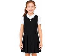 Girls Pleated School Pinafore - Heart Zip with 2 Side Button - Smart Uniform for UK Students - Ages 2-16 Years - Classic Style Schoolwear (UK, Age, 8 Years, 9 Years, Black)