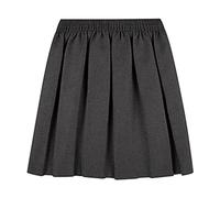 Girls Pleated School Uniform Skirt, Back to School Plain Round Elasticated Summer Short High Waist Skater Tennis Elastic Box Pleat Skirt for Kids Age 2-18 Years, Grey-Pack of 1,17-18 Years