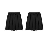 Girls Pleated School Uniform Skirt, Back To School Plain Round Elasticated Summer Short High Waist Skater Tennis Elastic Box Pleat Skirt For Kids Age 2-18 Years, Black-Pack Of 2,17-18 Years
