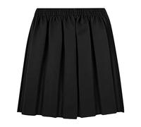 Girls Pleated School Uniform Skirt, Back to School Plain Round Elasticated Summer Short High Waist Skater Tennis Elastic Box Pleat Skirt for Kids Age 2-18 Years, Black-Pack of 1,17-18 Years