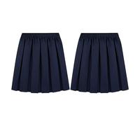 Girls Pleated School Uniform Skirt, Back to School Plain Round Elasticated Summer Short High Waist Skater Tennis Elastic Box Pleat Skirt for Kids Age 2-18 Years, Navy-Pack of 2,5-6 Years