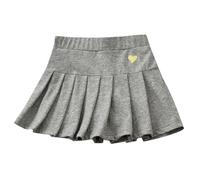 Girls Pleated Skirt School Skirt Mini Skirt Pleated Cheer Skirt Casual Skater Skirt Christmas Stories Reading Aloud, gray, 1-2 Years