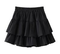 Girls Pleated Uniform Skirt Ruffle School Skirts Summer Casual Cotton Skorts Elastic High Waist Flowy Skort Teen Girl Spring Smocked Athletic Dress