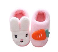 Girls Plush Bunny Slippers Kids Warm Furry House Slippers Baby Winter Indoor Non Slip Home Sliders Soft Comfort Cute Animals Furry Shoes Outdoor (Pink, 3 Big Kids)