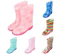 Girls Polka Dots Waterproof Wellies Non Slip EVA Rain Boots Lightweight Colorful Rain Boot Kids Toddler Winter Fall School Rain Boot Outdoor Wet Weather Lightweight Snow (Hot Pink, 1 Big Kids)
