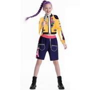 Girls Pop Singer Costume Cute Movie Outfit Set Children Halloween Cosplay Costume Group Idol Role Play Stage Outfit(Yellow,160)