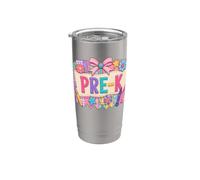 Girls Pre-K Back to School Patchwork Bow Crayons Stainless Steel Insulated Tumbler