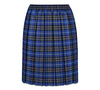 Girls Premium Quality UK Made Tartan Box Pleated School Uniform Skirt Red Blue Green Maroon Light Blue (Blue, 15-16 Years)