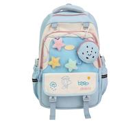 Girls' Primary School Bag with Star and Clouds, Cute Durable Lightweight Nylon Backpack for Children, Multiple Compartments with Zips, Wide Shoulder Straps, Large Capacity | School Travel Daily, #01