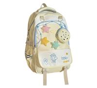 Girls' Primary School Bag with Star and Clouds, Cute Durable Lightweight Nylon Backpack for Children, Multiple Compartments with Zips, Wide Shoulder Straps, Large Capacity | School Travel Daily, #01