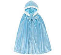 Girls Princess Anna Elsa Costumes Cloak Hooded Dress Up Cape for Halloween Party Cosplay Outfit Winter Robe Jacket - 39inches Length (L (5-10years), Blue)