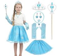 Girls Princess Costume Accessories Fancy Dress Up Cosplay Exquisite Match Sets,Elsa Dress Up Tutu Set for Girls 3-8yrs blue