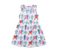 Girls Princess Dress up Carnival Girls Floral Dress Summer Short Sleeve Cute Smocked Casual Outfit(White,4-5 Years)