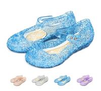 Girls' Princess Dress Up Shoes Frozen Elsa Shoes Cinderella Jelly Shoes Kids Snow Queens Shoes for Dancing Cosplay Birthday Blue